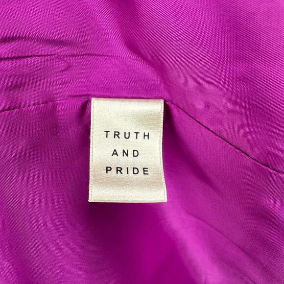 Truth and Pride Magenta Purple 100% Silk Bright Cutaway Open Professional Blazer - Picture 12 of 13